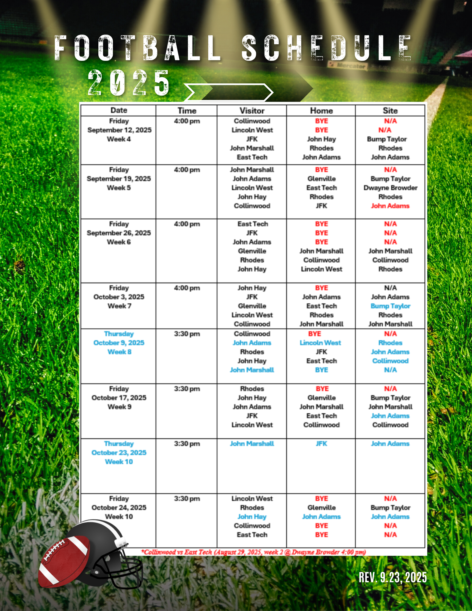 2025 Football Schedule